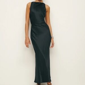 Reformation Black Casette Silk Dress